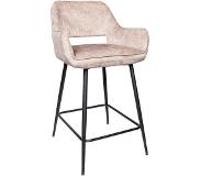 Ptmd collection PTMD Fal LOW Velvet Khaki bar stool black metal leg KD