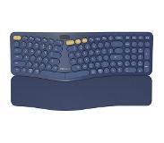 Delux Ergonomisch Toetsenbord RF Draadloos + Bluetooth QWERTY Blauw