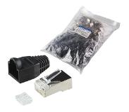 Logilink RJ45 krimp connectoren (STP) voor CAT6 netwerkkabel (flexibel) - 100 stuks (3-delig) / zwart