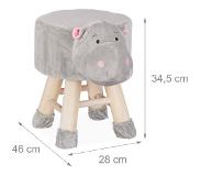 Relaxdays Kinderkruk - kinderpoef - decoratie - hocker met pootjes - dieren design - Nijlpaard