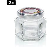 Leifheit 2x Leifheit 3209 Jampot Zeshoekig 106 ml Glas/Zilver