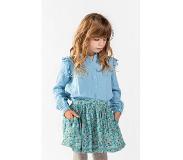 Sissy-Boy Blauwe mousseline blouse met ruffles | Maat 134-140