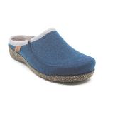 Hartjes Hartjes, 522.0873/99 69.00, Blauwe pantoffel instapper van wol met uitneembaar voetbed