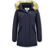 Matogla Dames Winterjas met Imitatie Bontkraag - Slim Fit - Blauw
