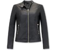 Tony Backer Imitatie Leren Jasje Dames - AY332- Zwart