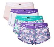 Pieces short PCLOGO (set van 4) groen/paars/wit/roze Dames
