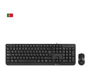 NGS Cocoa Kit, QWERTY, PT toetsenbord Inclusief muis USB Portugees Zwart