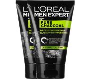 L'Oréal 2x L'oréal Paris Men Expert Pure Carbon Gezichtsreiniger 100 Ml