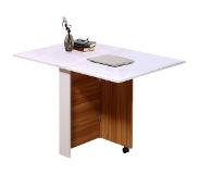 Zenzee Eetkamertafel - Klaptafel - Opvouwbaar -Verrijdbaar - 120 x 80 x 73 Cm - Wit/hout