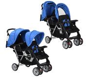 VidaXL Kinderwagen Dubbel Staal Blauw En Zwart