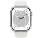 Apple Watch Series 8 4G 45mm Zilver Aluminium Witte Sportband