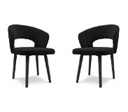 Windsor & Co | Set van 2 eetkamerstoelen Eslin bouclé polyester zwart 55x80x56 cm eetkamerstoelen | NADUVI