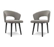 Windsor & Co | Set van 2 eetkamerstoelen Eslin bouclé polyester grijs 55x80x56 cm eetkamerstoelen | NADUVI