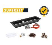 GoFire SUPERSET inbouwbrander rechthoek 75 x 25 cm | Flexibel bedieningspaneel | Zwart