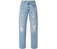 Levi's 501 mid waist straight leg jeans met ripped details