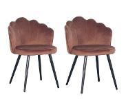 Polewolf | Set van 2 Eetkamerstoelen Crown velvet fluweel koperkleurig 46x79x54 cm eetkamerstoelen | NADUVI