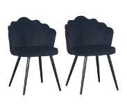 Polewolf | Set van 2 Eetkamerstoelen Crown velvet fluweel zwart 46x79x54 cm eetkamerstoelen | NADUVI