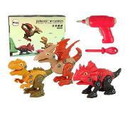 Viking Choice Dinosaurus speelgoed - set van 3 speelfiguren - demontabel - met schroevendraaiers