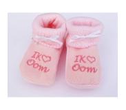 Petit villain Kraamcadeau - Petit Villain Newborn Slofjes - I love Oom - Roze - 0-3 maanden