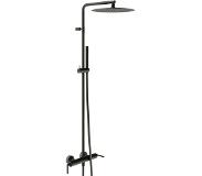 Sub Grip thermostatische regendoucheset inclusief hoofddouche, staafhanddouche, glijstang en doucheslang 122,2 cm, zwart staal