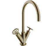 Royal plaza Olmo 2-greeps wastafelkraan met industriele greep bronze