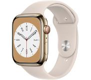Apple Watch Series 8 4G 45mm Goud Rvs Starlight Sportband