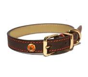 Rosewood Luxury Leather Halsband Hond Leer Luxe Bruin - 1.3X25-36 CM