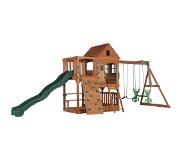 Backyard Discovery Hill Crest speeltoestel / speeltoren compleet Inc. schommels / glijbaan / zandbak / klimwand