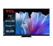 TCL QLED mini led-tv 75C935X1, 189 cm / 75 ", 4K Ultra HD, Google TV - Smart TV, 2500nits, hdr extreme, dolby atmos, hdmi 2.1, metalen kast, onkyo-soundbar
