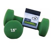 Fitness-Mad Set 2 Dumbells Neopreen Fitness Mad - groen - 1.5 kilogram