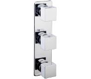Klea Rombo Inbouw Douchethermostaat Vierkant 15cm Hartafstand 3 Greeps Chroom (incl. Inbouwdeel)