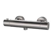 Klea Rio Thermostatisch Douchekraan 15cm Hartafstand Opbouw Rond 2 Greep Geborsteld Staal