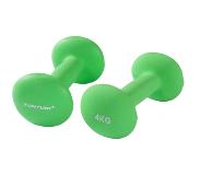 Tunturi Dumbbell set - 2 x 4,0 kg - Neopreen - Fluor Groen - Incl. gratis fitness app