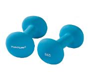 Tunturi Dumbbell set - 2 x 5,0 kg - Neopreen - Fluor Blauw - Incl. gratis fitness app