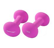 Tunturi Dumbbell set - 2 x 3,0 kg - Neopreen - Fluor Paars - Incl. gratis fitness app