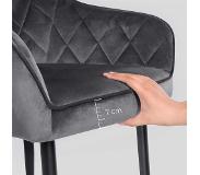 Nancy's Can Island Eetkamerstoelen - Set Van 2 - Keukenstoelen - Gestoffeerd - Fluweel - Metaal - Grijs/Blauw- 62,5 x 60 x 85 cm