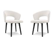 Windsor & Co | Set van 2 eetkamerstoelen Eslin bouclé polyester beige 55x80x56 cm eetkamerstoelen | NADUVI