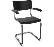 Thonet S 43 F Armleunstoel - zwart gebeitst - kunststofglijder zwart met vilt