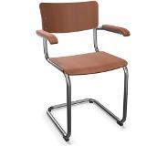 Thonet S 43 F Armleunstoel - Beuken kersen (TP 44) - kunststofglijder zwart met vilt