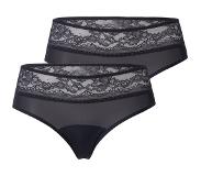 Dorina 2-pack incontinentie ondergoed - HIpster - Lace - XS - Zwart