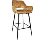 Ptmd collection PTMD Fallon Velvet barstoel cognac met zwart metal (Groen, 61x53x105cm)