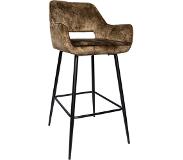 Ptmd collection PTMD Fallon Velvet barstoel groen met zwart metaal (Groen, 61x53x105cm)
