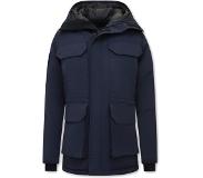 Beluomo Halflange Heren Winterjas met Capuchon - 7503 - Blauw
