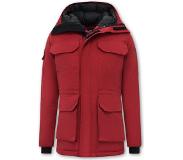 Beluomo Halflange Mannen Winterjas met Capuchon -7503 - Rood