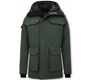 Beluomo Halflange Winterjas Heren met Capuchon - 7503 - Groen