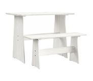 vidaXL Eettafel met bankje massief grenenhout wit