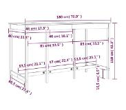 vidaXL Bartafel 180x80x110 cm massief grenenhout