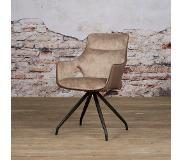 SIDD Nola swivel armchair - Brown velvet 8196-9 / fabric 7501-3 (64x86cm)