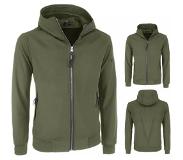 Just Key sport vest heren - regen vest met capuchon - zijzakken in MILITAIR GROEN kleur maat S/M