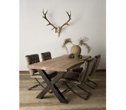 TOFF Xabia Tree-trunk dining table 220x100 - top 6/3 (Groen, 220x100x78cm)